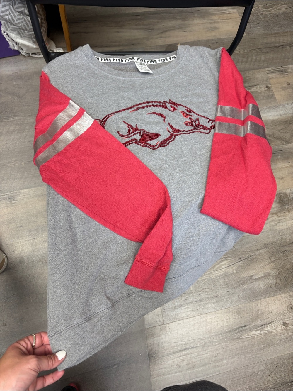 Kids Grey & Pink Graphic Raglan Sweatshirt